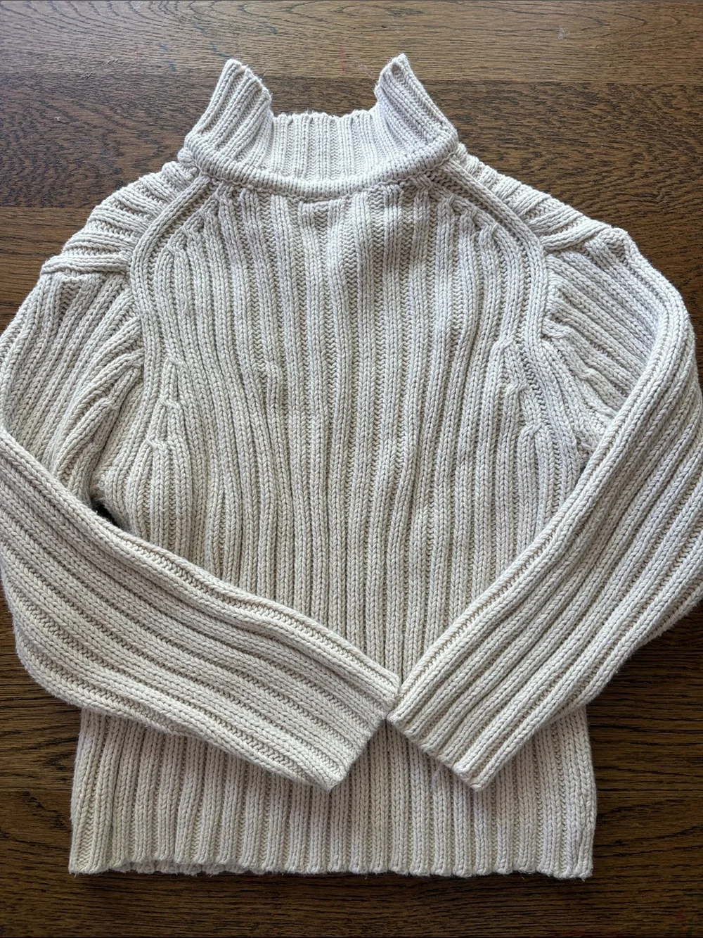 2001 VINTAGE GAP Kids 7-8Y  Cream Ribbed Half-Zip Sweater